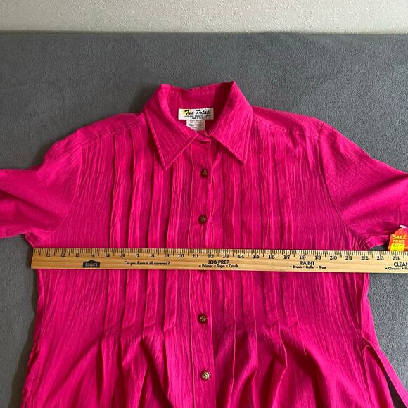 Vtg 80s 90s Two Potato Button Down Tie Back Short Sleeve Maxi Dress S Pink NOS - Picture 11 of 16